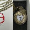 Heart Vintage Pocket Watch with Chain | Antique Love Design Quartz Watch | Romantic Gift Watch BD