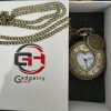 Heart Vintage Pocket Watch with Chain | Antique Love Design Quartz Watch | Romantic Gift Watch BD