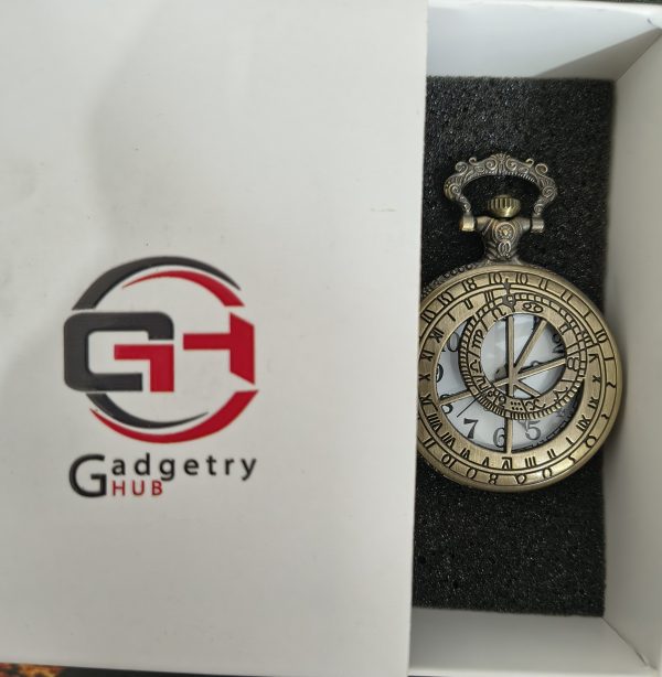 Astronomy Vintage Pocket Watch with Chain | Antique Skeleton Dial Quartz Watch | Unique Gift Watch BD