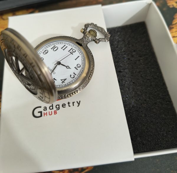 Astronomy Vintage Pocket Watch with Chain | Antique Skeleton Dial Quartz Watch | Unique Gift Watch BD