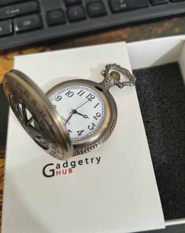 Astronomy Vintage Pocket Watch with Chain | Antique Skeleton Dial Quartz Watch | Unique Gift Watch BD